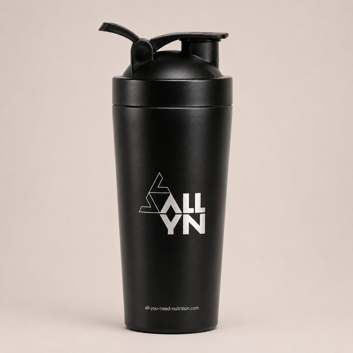 Shaker inox noir ALLYN 739 ml, double paroi isotherme, logo gravé au laser